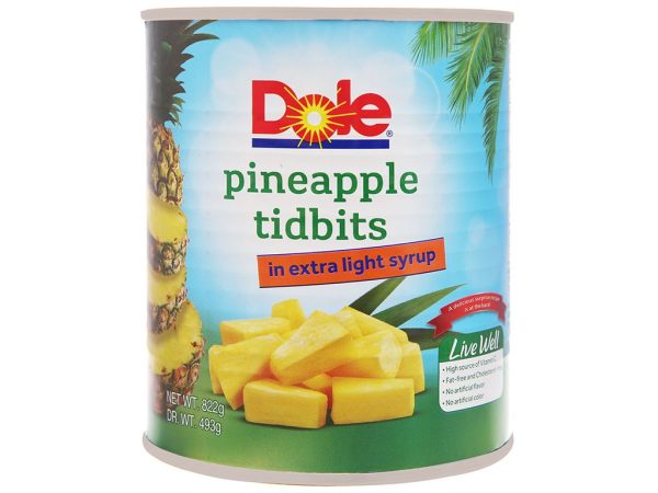 DỨA MIẾNG NHỎ DOLE - DOLE PINEAPPLE TIDBITS IN EXTRA LIGHT SYRUP